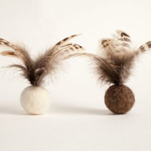 felt feather, ball cat toy with bell inside felt feather, ball cat toy with bell inside