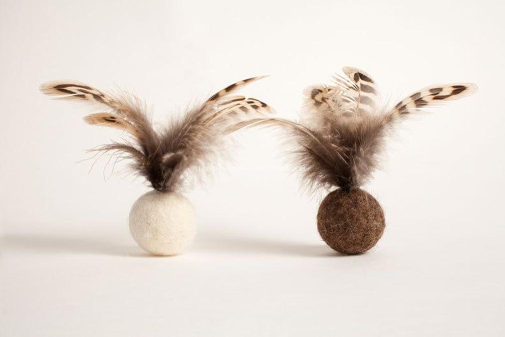 felt feather, ball cat toy with bell inside felt feather, ball cat toy with bell inside