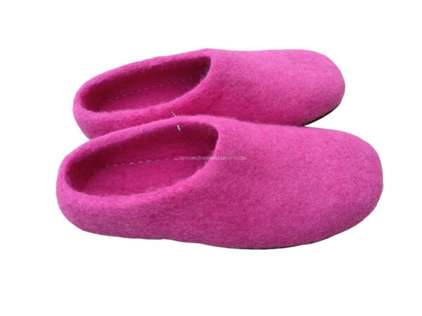 felt indoor slipper with leather sole (Pink colour)