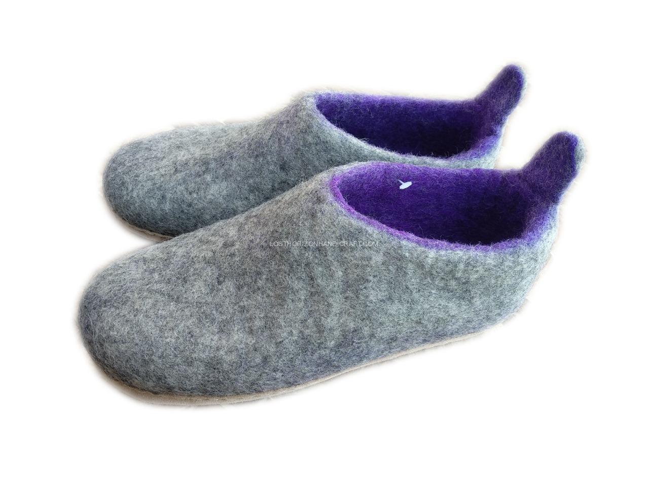 Felt indoor shoes with leather sole Felt indoor shoes with leather sole