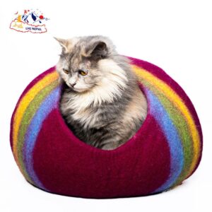 Multi Color Strap Round Shape Felt Cat Cave Multi Color Strap Round Shape Felt Cat Cave