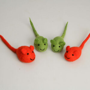 Group of Orange and Green Felt Mices