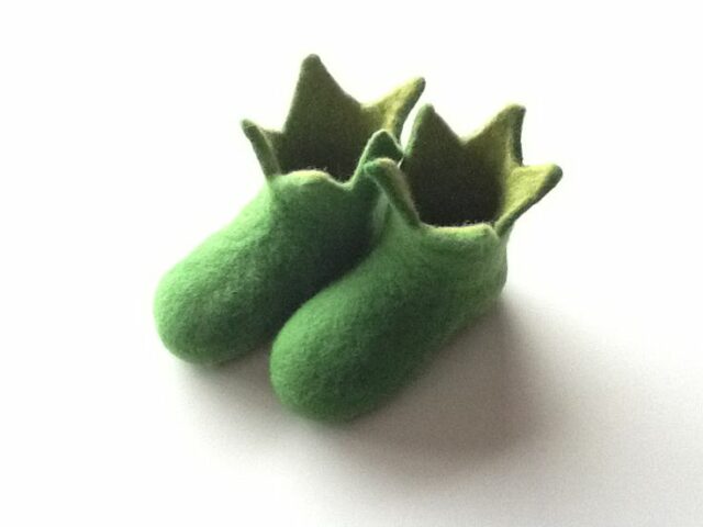 handmade felt green shoes