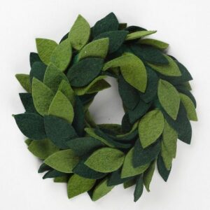 handmade felt wreath in green leaf design