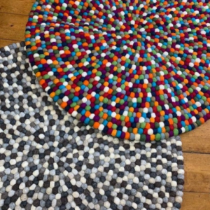 Handmade Multi Color Felt Ball Rug