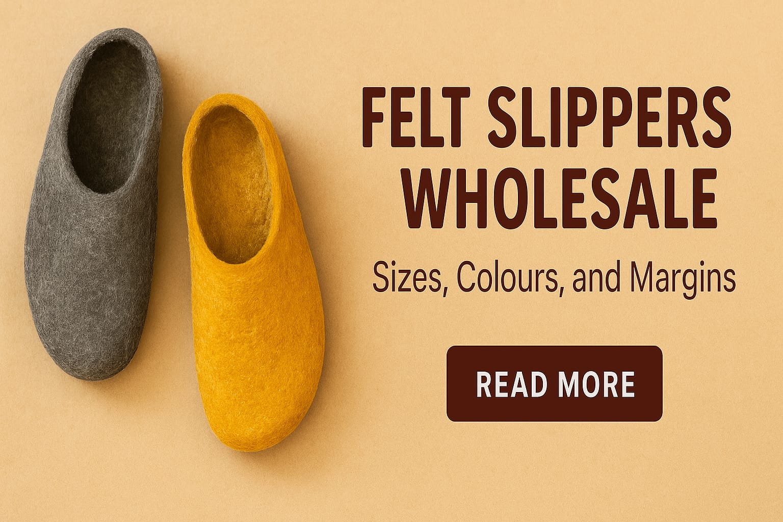 Felt Slippers Wholesale Grey and yellow felt slippers