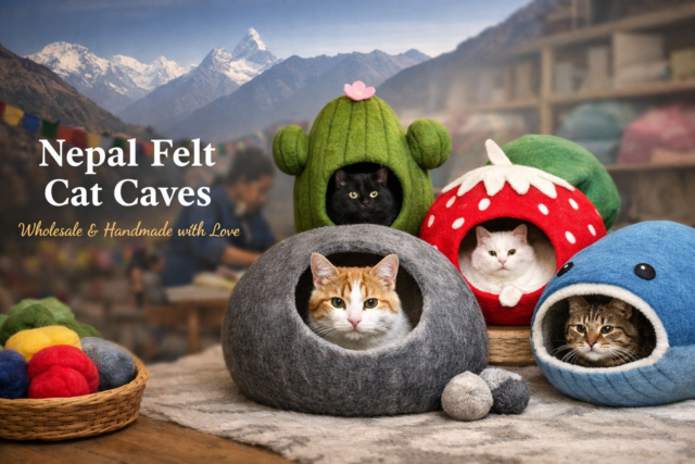 Felt Cat Caves from Nepal: Handmade Comfort for Modern Pets
